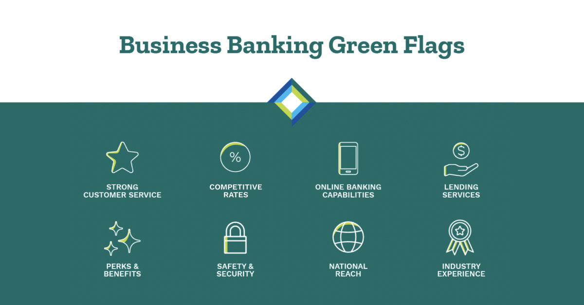Busines banking green flags infographic