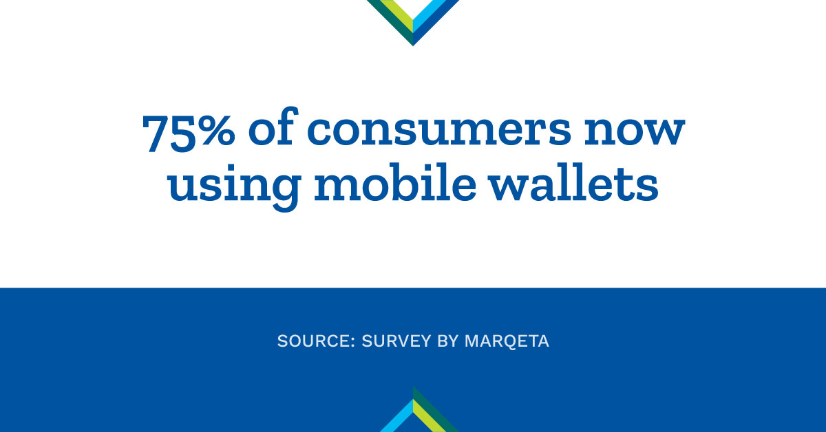 75% of consumers now using mobile wallet statistic