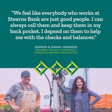 Stearns Bank equipment finance customer testimonial