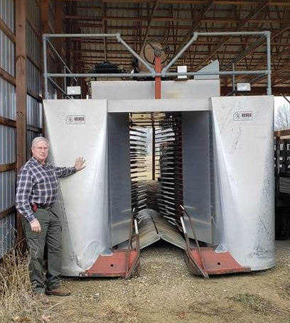 Dan Hill with his blueberry harvester