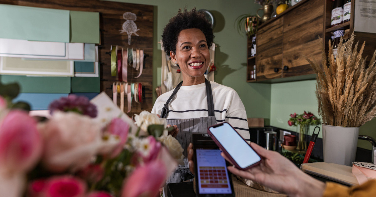 Entrepreneur standing in her business