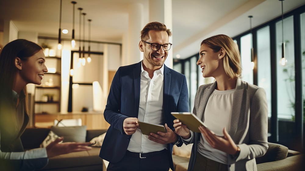 Broker - Business People in Lobby