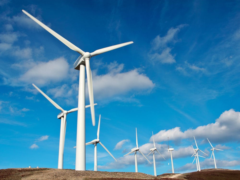 Windmills on a rural development 